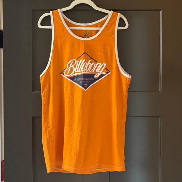 Billabong Other - Vintage Men's Billabong vibrant Orange Tank top, white trim + graphic details